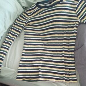 Eddie Bauer Striped Long Sleeve Tee - Black, White, Yellow